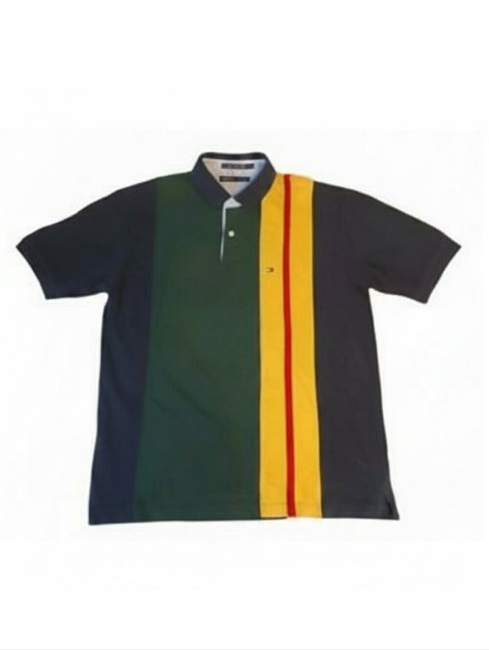 VTG Tommy Hilfiger Men's Polo Shirt Large Multi Color Crest Logo 100% Cotton